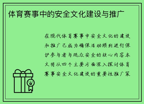 体育赛事中的安全文化建设与推广